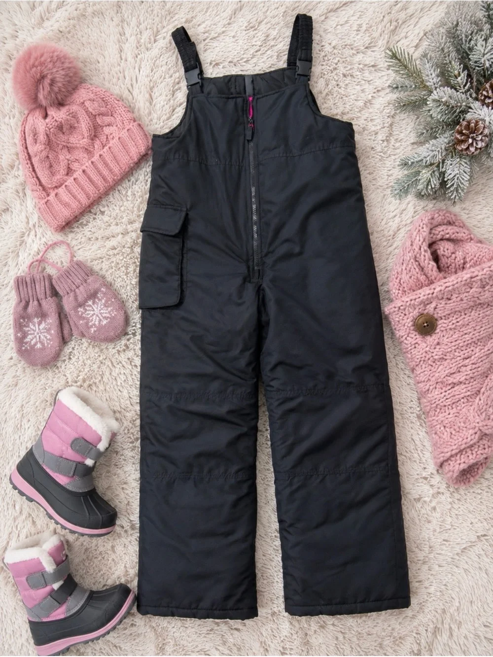 Kids Black Snow Bib Overalls - Unbranded